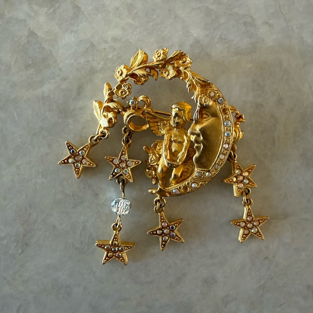 Kirks Folly Man in the Crescent Moon Brooch